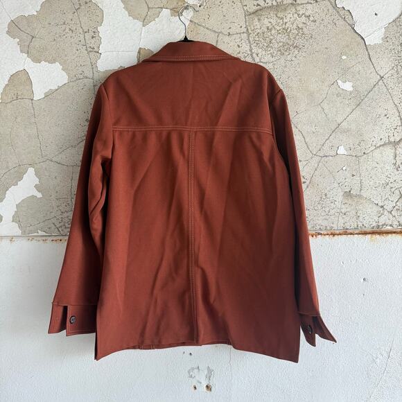 Vtg 70s Shirt Jacket Daggar Collar Rust Contrast Stich Western Chore Coat Mens L - Picture 6 of 8